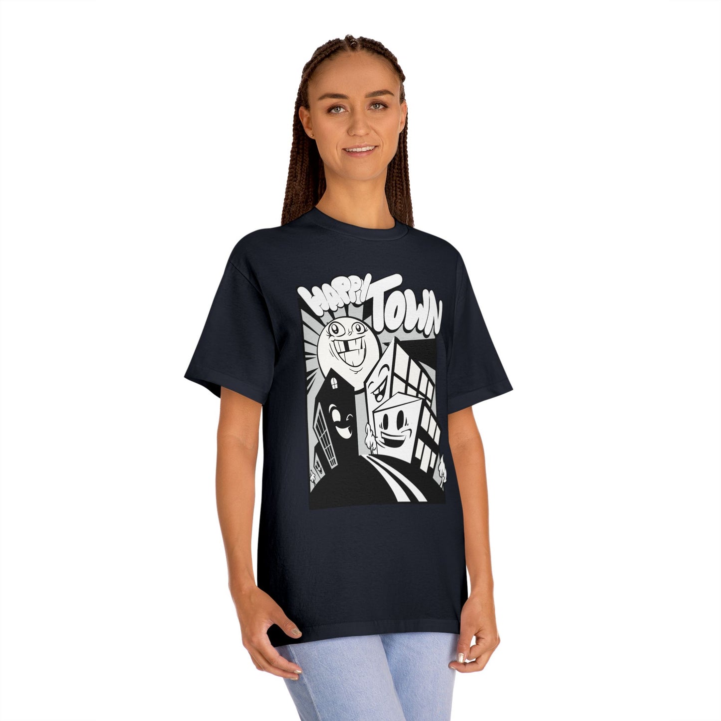 Happy Town Unisex Classic Tee - Fun Graphic T-Shirt, Gift for Friends, Casual Wear, Streetwear Style