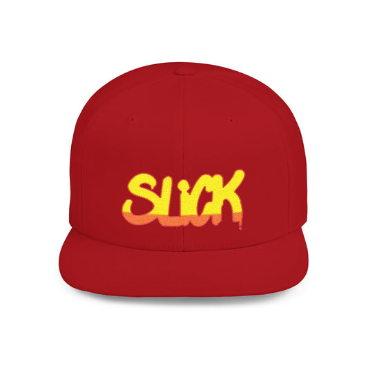 Snapback Hat — "SLICK" Drip Logo Flat Bill Cap